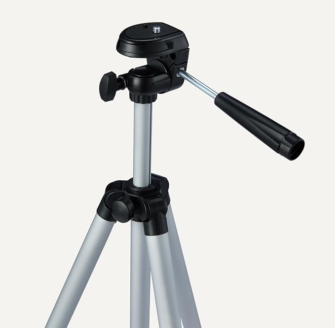 Amazon Basics 50" Lightweight Tripod for Camera and Phone with Travel Bag, Remote Control, Height Adjustable, 360-Degree Rotation, Aluminum, Silver - Image 3