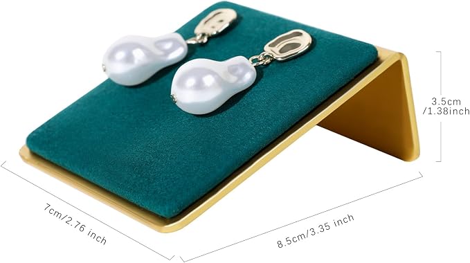 Gold earring stands and displays for show, Green velvet earring holders, Jewelry display stands for selling【Green】 - Image 4