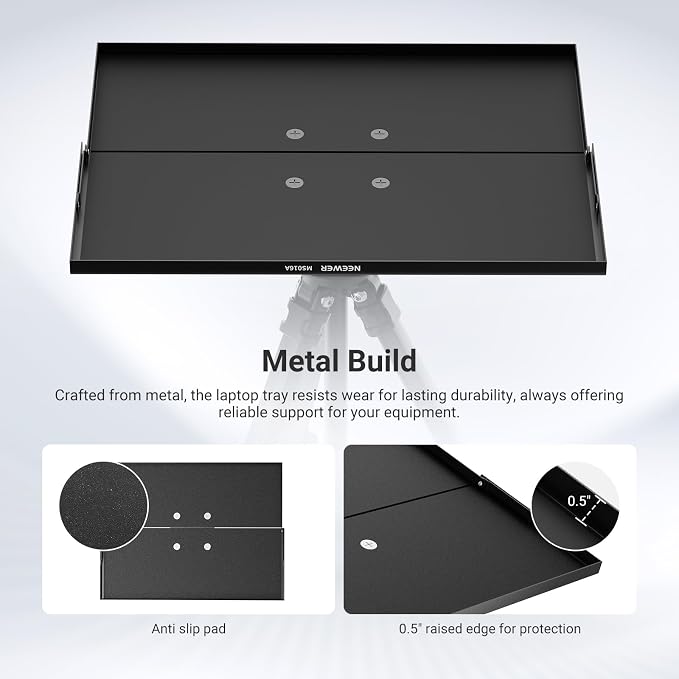 NEEWER 15"×11"×0.5" Metal Laptop Projector Notebook Tray Holder Detachable with 1/4" to 3/8" Screw Adapter for Tripod Mount Stand for Stage Meeting Outdoor Lecture (Tripod Stand NotIncluded), MS016A - Image 4