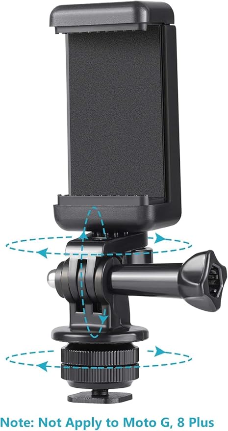 NEEWER Phone Holder/Hot Shoe Mount Adapter Kit Action Camera Mount Compatible with GoPro Hero 12 11 10 9 8 7 6 5 DJI OSMO Action 4 3 2 iPhone 15 Pro Max 14 13 Pro Samsung S23 for DSLRs Ring Light - Image 6