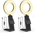 2Packs-Ring Light for Computer Laptop,Video Conference Lighting kit for Zoom Meetings,5" Small Led Selfie Light Portable DeskLight with Stand,Cell Phone Holder Desktop Lighting for Skype Call Black by Evershop