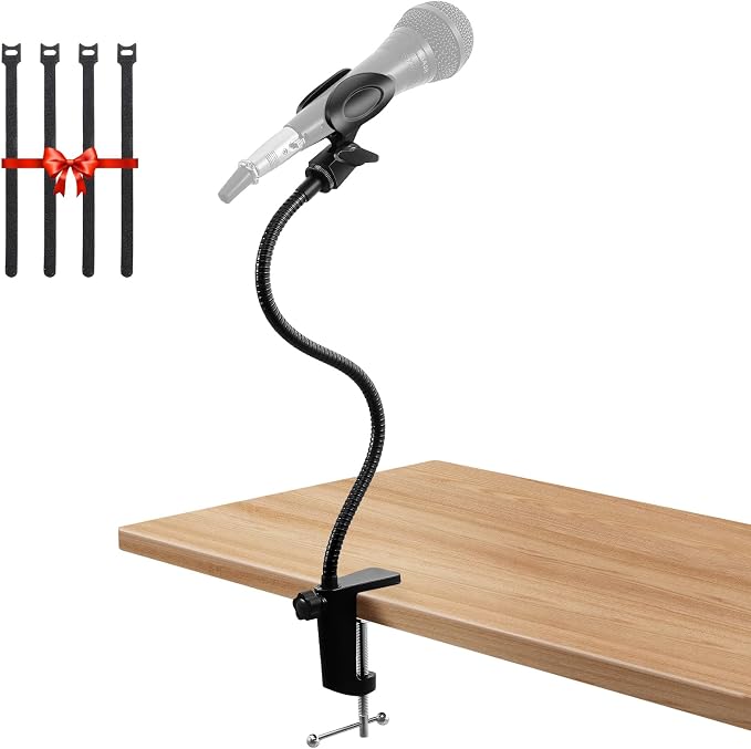 Podium Microphone Holder & Mic Holder -13.78" Flexible Gooseneck Desktop Mic Stands Holder for Lectern Podium Podcast Meetings Lectures Pulpit Streaming Gaming Studio by Hi-ERA