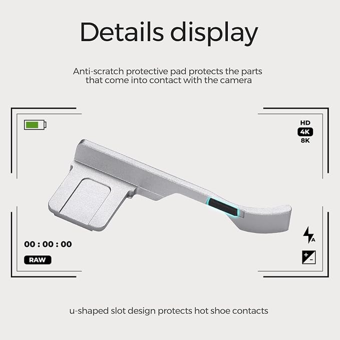 Thumb Hand Grip+Shutter Button for Fuji X100VI/X100V - Cloud Pattern | Aluminum thumb grip for FUJIFILM X100VI/X100V improves handling & stability, protects contacts, for street photography - Image 4