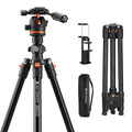 K&F CONCEPT 71" Aluminum Compact Camera Tripod | Portable Travel Tripod for iPhone, 17.6lb Arca Swiss Ball Head for DSLR/Mirrorless, O234A3+BH-36 by KFCONCEPT