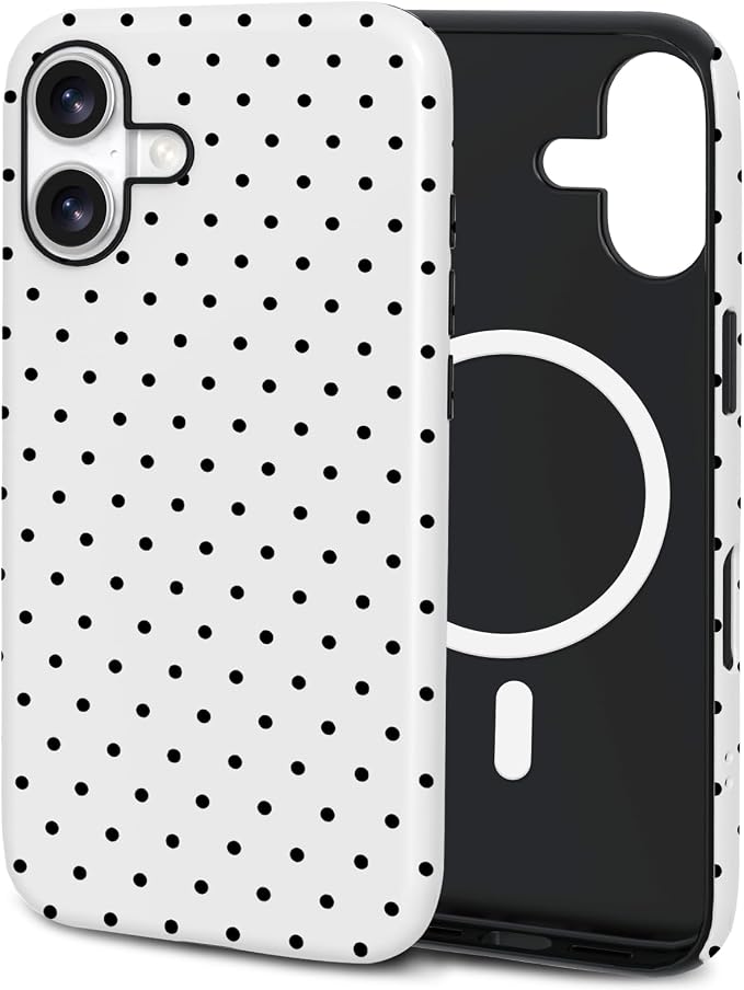 TPU Phone Case for iPhone 16, MagSafe Wireless Charging Compatible, Shockproof Slim Fit Protective Cover with Anti-Yellowing & Raised Camera Protection (Polka dot 8, iPhone 16) by Unknown