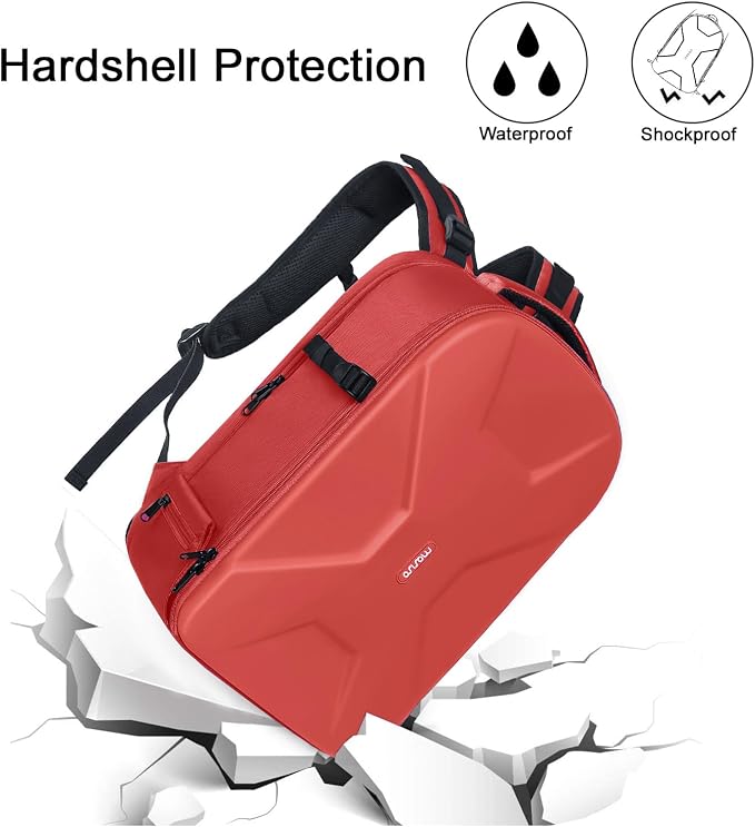 MOSISO Camera Backpack, DSLR/SLR/Mirrorless Photography Camera Bag | 15-16 inch Waterproof Hardshell Case with Tripod Holder&Laptop Compartment Compatible with Canon/Nikon/Sony, Red - Image 4