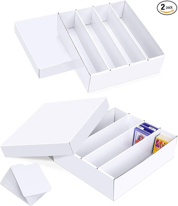 Trading Card Storage Box, 2-Pack Bulk Card Storage for MTG Sports Cards | Durable Cardboard Card Storage Box with Dividers for Top Loaders, Organizers TCG, Magic, Basketball, Game Card Collections by Leyzan