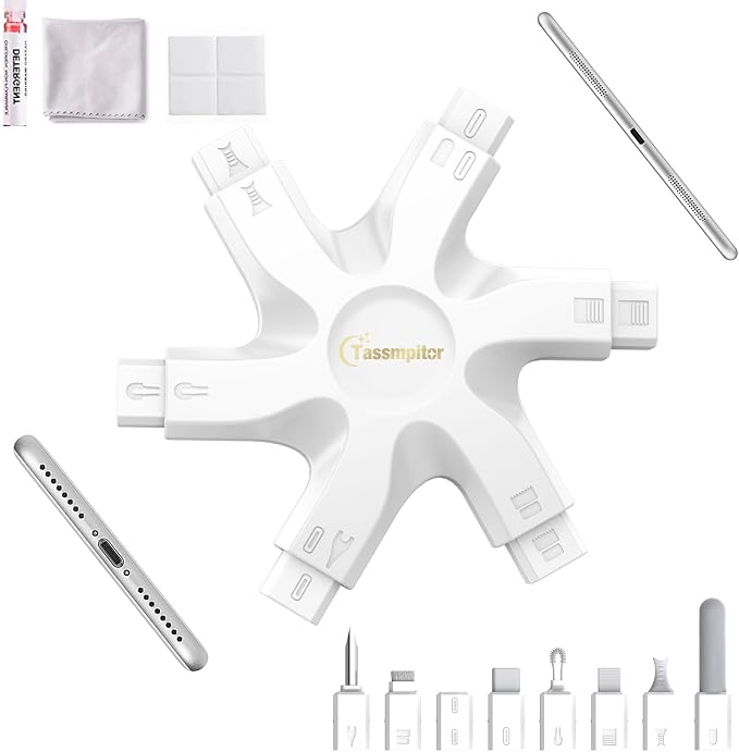 iPhone Cleaning Kit for Charging Port Cleaner,Lightning Charger Connector | Speaker Cable,AirPod Pro Cell Phone，Cleaning Putty，Repair Restore Tool,Thin Cleaning Brushes,Microfiber Cloths,Port Pick by Tassmpitor