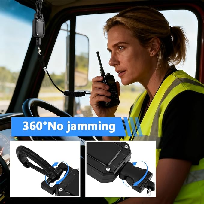 CB Mic Holder, Retractable 360° Rotatable Microphone Hanger Keeper, Mic Tether Stainless Steel Cord with Adjustable Mount Kit, CB Radio Accessory for Truck Driver - Image 6