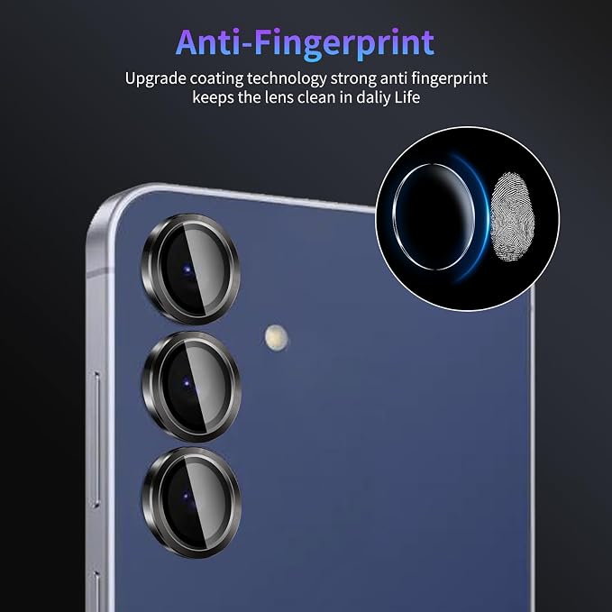 Camera Lens Protector for Samsung Galaxy S25 FE,1 Pack | Tempered Metal Glass Camera Cover Film,HD Clear,Anti-Scratch Lens Screen Protector Film,Case Friendly,Black Titanium - Image 6