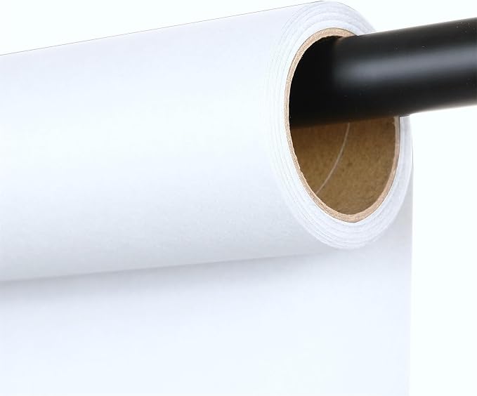 White Seamless Paper Backdrop, White Photo Backdrop 53" x32.8' | Heavyweight matte paper backdrop with non-reflective surface for portraits, photoshoots, videos and studio photography. by Unknown