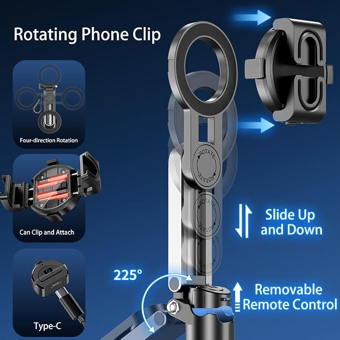 Magnetic Pocket Selfie Stick Compatible with MagSafe for iPhone | 4-in-1 multifunctional selfie stick with wireless remote; portable mini; great for live streaming, travel & outdoor shooting - Image 2