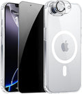 Clear for iPhone 17e Case & iPhone 16e Case with Privacy Screen | Full Camera Protector, Privacy Screen Protector, Magnetic, Compatible with MagSafe, Shockproof Cover for 17 16 e Transparent by ZOZDOKG