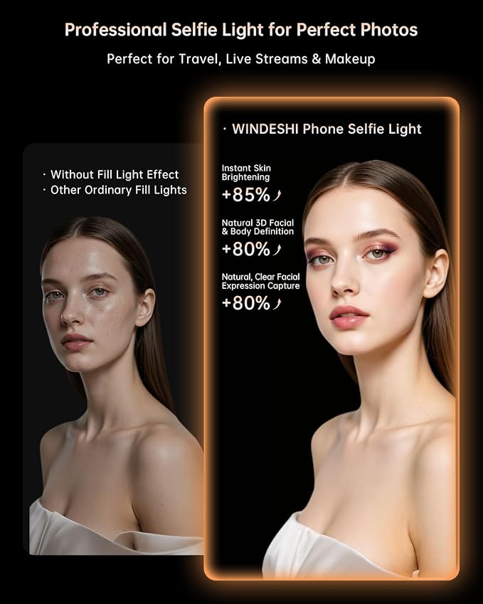 Portable Selfie Light for iPhone: Rechargeable Phone Fill Lights, Ring Light for Camera Picture, Makeup Photo, Video Conferences, Laptop Use, Zoom Meetings, TikTok, Vlog Photography - Image 7
