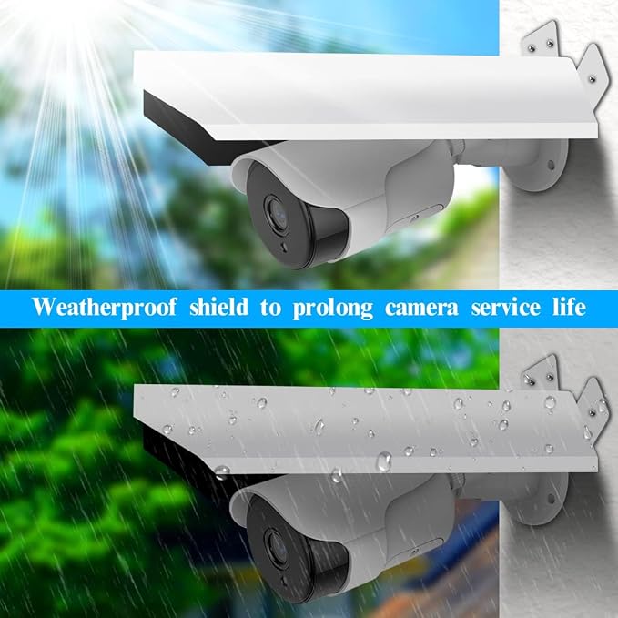 Universal Security Camera Cover Sun Rain Shield | Waterproof Protective Roof for Outdoor Dome, Bullet Cameras (White Aluminium) - Image 2