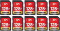 GIGASTONE 128GB SD Card 10-Pack UHS-I U1 Class 10 SDXC Memory Card Full HD Video for Digital Camera, Speed up to 80MB/s, Full-Sized SD Card, with 10 mini Cases by Gigastone
