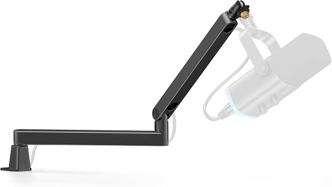 InnoGear Low Profile Mic Arm Boom Arm Microphone Stand Desk Mount, Black | for Fifine AM8 K669B Elgato Blue Yeti Shure SM58 SM7B, 3.3lb Weight Capacity, Vibration Resistant, Adjustable Angle by InnoGear