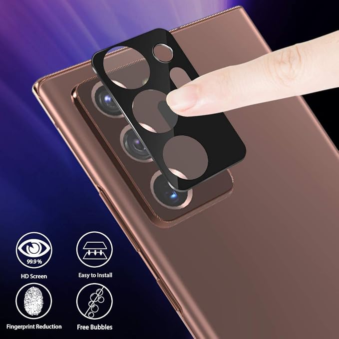 Orzero (3 Pack) Camera Lens Protector Compatible for Samsung Galaxy Note 20 Ultra (Not Affects Flash), Protector de Cámera 9 Hardness HD Anti-Scratch Full Coverage Bubble-Free - Image 3