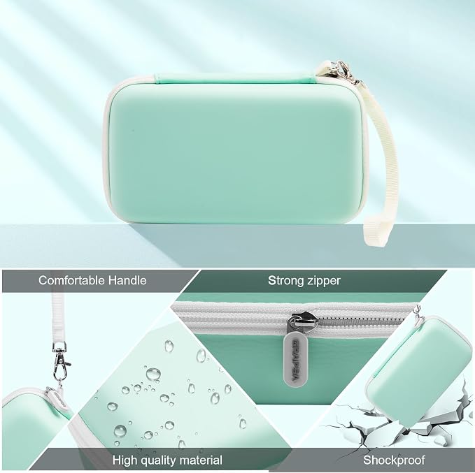 Kids Instant Print Camera Case, Travel Storage Bag for Girls Boys | for ESOXOFFORE for Dylanto for Anchioo for WEEFUN for GKTZ for Amzelas for Mafiti, Mesh Pocket, Wrist Strap, Mint Green - Image 4