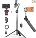69" Magnetic Phone Tripod Stand Selfie Stick with Remote & Phone Mount | Portable Stand holder Rechargeable with Tripod Leg，360°Rotatable Travel Tripod Compatible for iPhone/Android/Magsafe by Gahenwo