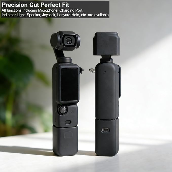 Case for DJI Osmo Pocket 3/Xtra Muse Camera, Soft Silicone Protective Case, Slim Fit Skin with mic Cover and Screen Protector Accessories for Osmo Pocket 3/Xtra Muse,Anti-Scratch (Black) - Image 4