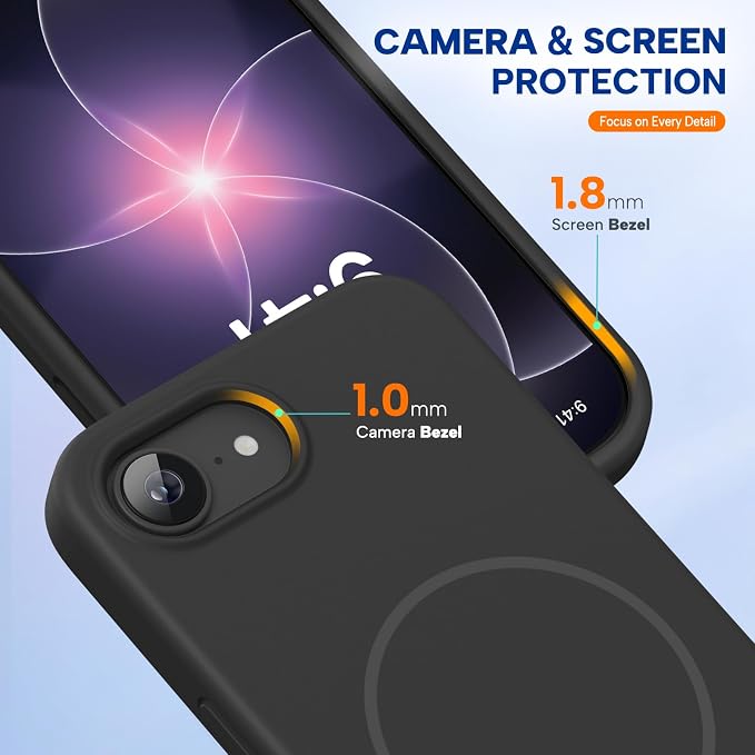 miracase Magnetic for iPhone 17e Case & iPhone 16e Case, [Soft Anti-Scratch Microfiber Lining], Compatible with MagSafe, Silicone Shockproof Protection Phone Case for iPhone 17 e/16 e, Black - Image 4