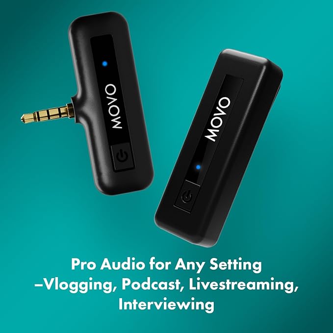 Movo Wireless Mini Camera Microphone for Video Recording- 2.4Ghz Wireless Transmitter with Clip on Lavalier Microphone for DSLR, Mirrorless Camera- Compact Lapel Mic (164FT Range, 10-Hr Battery Life) - Image 5