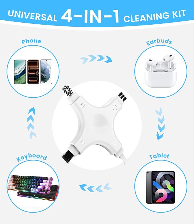 Phone Cleaning Kit, Multi-Tool Charging Port Cleaner with Soft PVC Brushes for iPhone & USB-C Devices, Speakers & Earbuds, White - Image 6