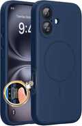 Miracase Silicone & Magnetic for iPhone 16 Case, Dark Blue | Compatible with MagSafe, Anti-Scratch Microfiber Lining, Liquid Silicone Case Shockproof Drop Protection Phone Case for 16 by Miracase