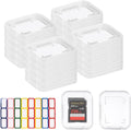 40 Pcs Clear SD Card Holder, Plastic SD Card Case with 48 Pcs Colorful Labels Standard SDHC SDXC Memory Cards Organizer Portable Photography Storage Accessories by ISKYBOB