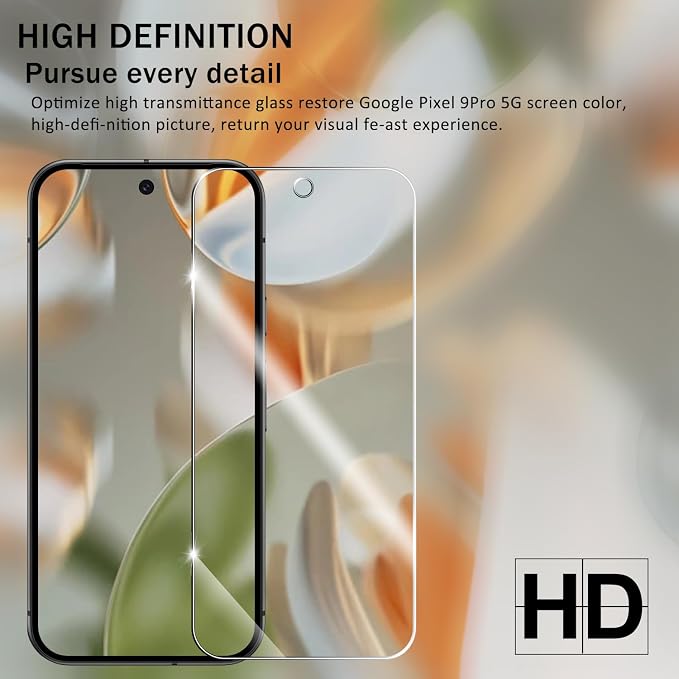 Screen Protector for Google Pixel 9 Pro, [2+2 Pack] Tempered Glass for Pixel 9 Pro & Camera Lens Protectors[Ultrasonic Fingerprint Unlock] [Case Friendly] [Bubble-Free] 6.3 Inches - Image 6