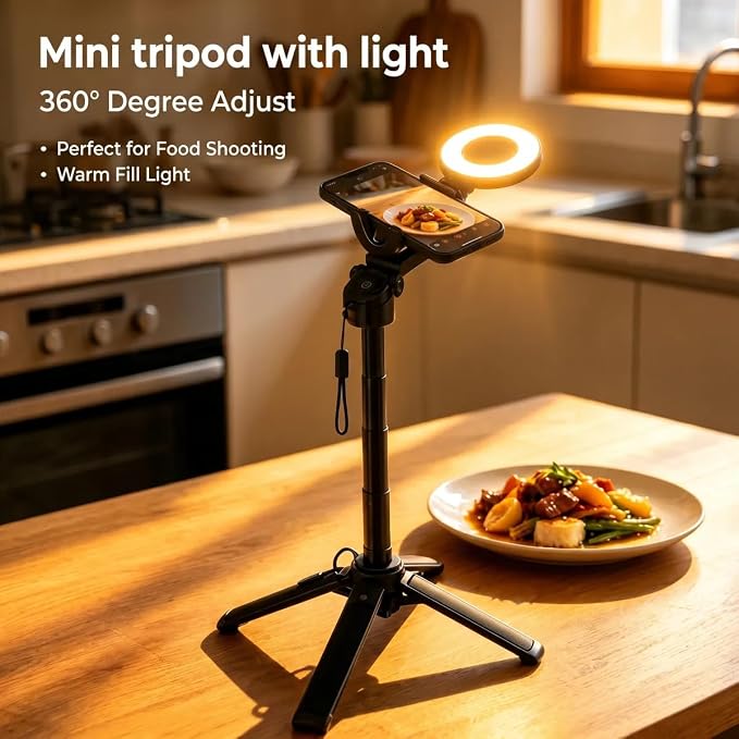 6-in-1 Magnetic Mini 20.5'' Selfie Stick for iPhone with LED Light. Can Converts into Mini Tripod/Phone Camera Grip/Handheld Stabilizer/Phone Stand. Selfie Stick with Rechargable Remote - Image 4