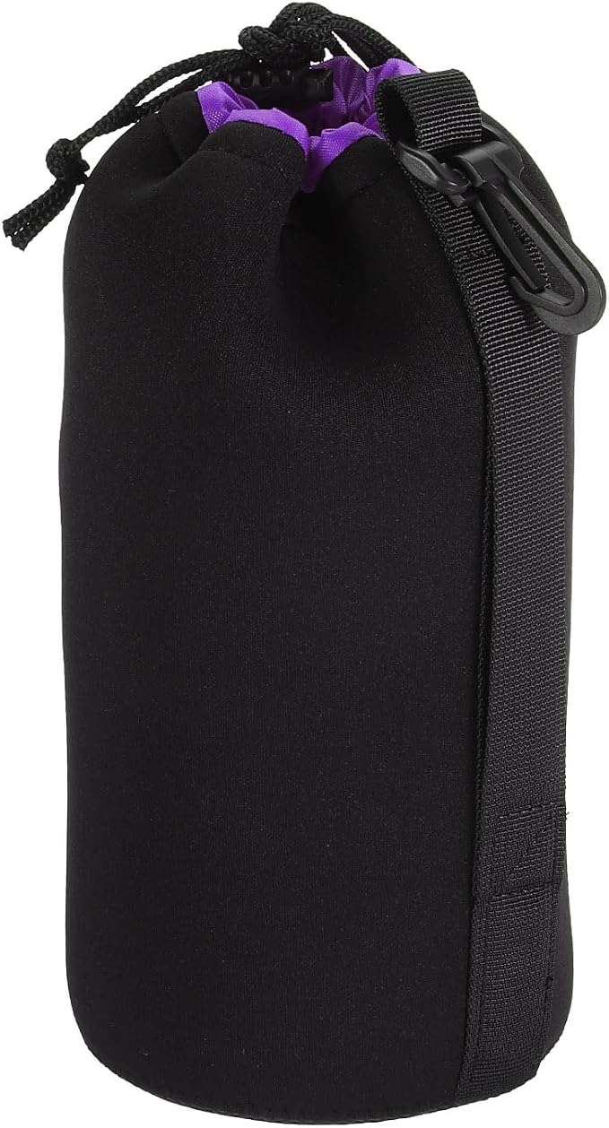 PATIKIL Camera Lens Bag, 3.5" IDx9.8 H Drawstring Lens Pouch with Thick Protective Neoprene, Lens Case for DSLR Camera Lens, Water Coffee Cups, Black, Purple - Image 3