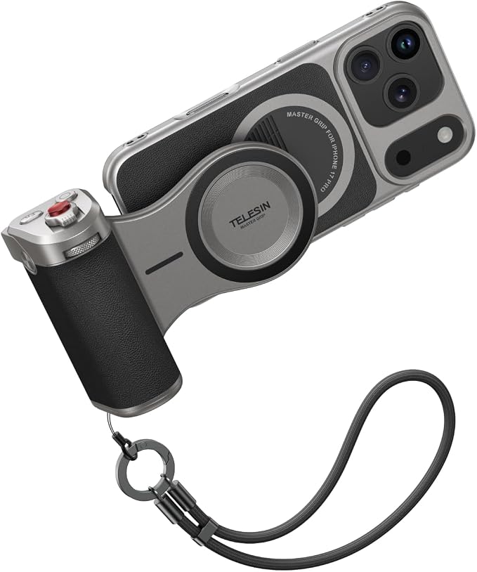 TELESIN Zoom Master Grip Universal for iPhone/MagSafe Wireless Charging | Magnetic Phone Camera Grips Kit Built-in 3200mAh Battery - DSLR Style Handle Holder -【Graphene Case Only For iPhone 17 Pro】 by telesin