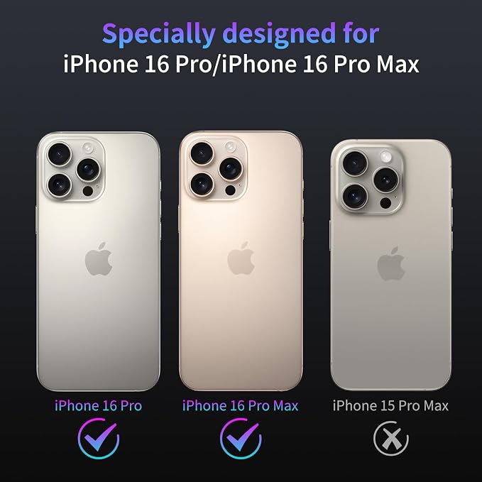 Camera Lens Protector for iPhone 16 Pro/iPhone 16 Pro Max,1 Pack | Tempered Metal Glass Camera Cover, HD Clear Anti-Scratch Lens Screen Protector Film,Case Friendly,Colorful Titanium - Image 2