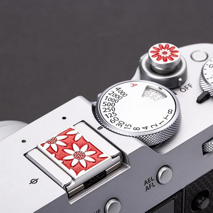 Camera Soft Release Button, Shutter Button for Fujifilm X100VI X100V X-E4 X-E3 X-T5 X-T4 X-T3 X-T30 II X-T20 X-PRO3 (red Daisy Set) - Image 5