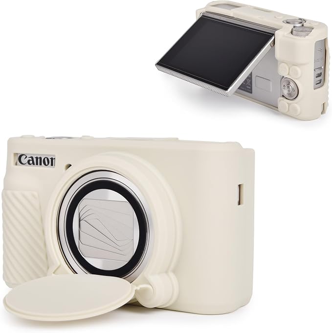 MUZIRI KINOKOO Case for Canon SX740 HS, SX730 HS Camera - Soft Protective Cover Powershot SX740 SX730 HS Silicone Sleeve with Removable Lens Cover - Anti-Slip & Anti-Scratch - Off White - Image 8