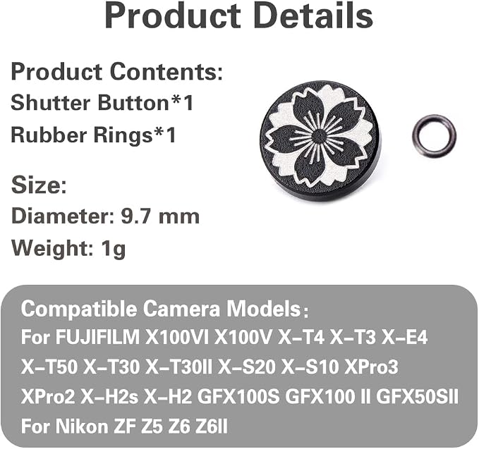 Camera Metal Hot Shoe Cover Shutter Buttons Protector for Fuji X100VI X100V X-T4 X-T3 XPRO3 XPRO2 for Nikon ZF Z5 Z6 Z6II (Black-Shutter Decorative Button) - Image 9