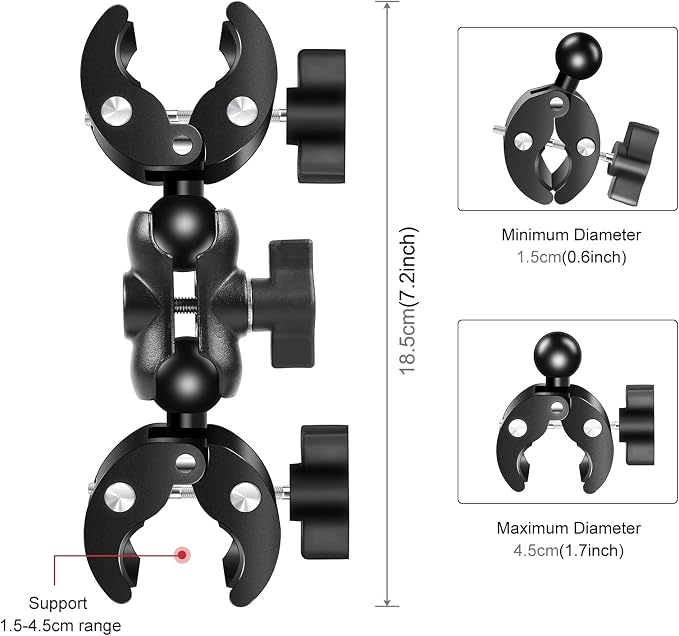 PULUZ Motorcycle Bike Handlebar Double clamp Mount with 59" Invisible Selfie Stick for insta360 X4/X3/X2/XONE/GO2/3 Action Camera - Image 4