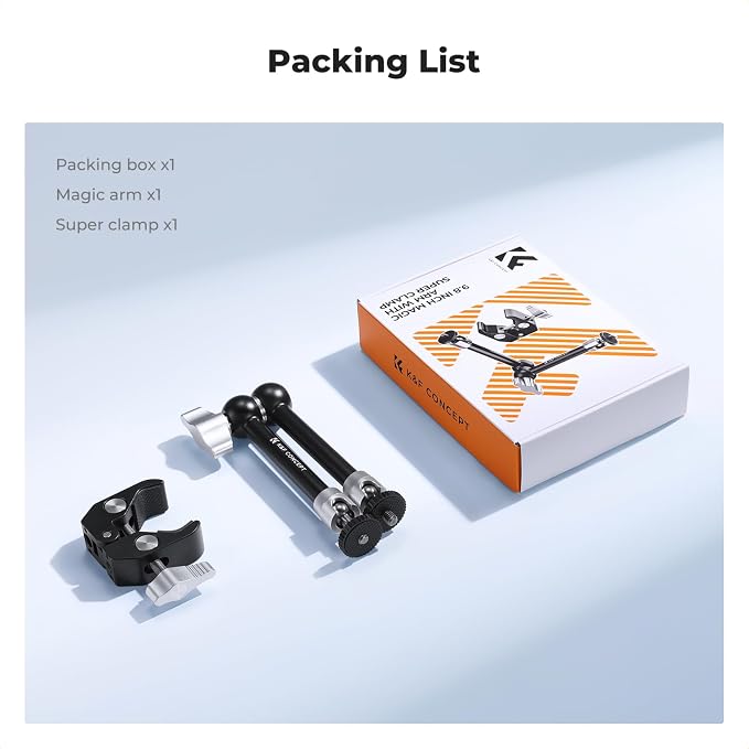 K&F CONCEPT 9.8" Magic Arm Clamp Kit with Dual 360° Ball Heads | Camera Arm Mount for Monitor, Flash, LED Light, Microphone, Camera Cage, Action Camera, Sliver, MS32 - Image 7