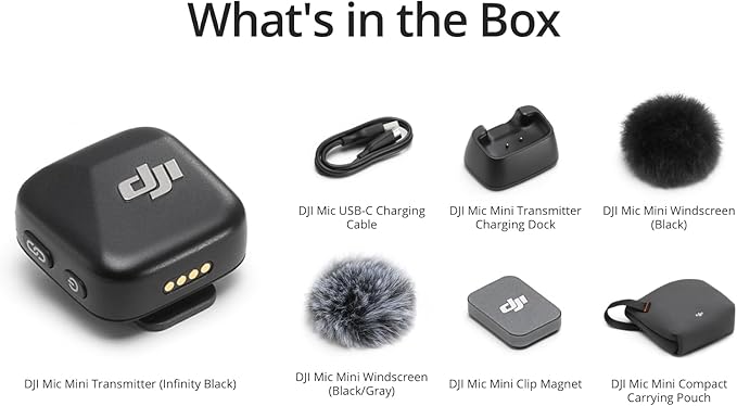 DJI Mic Mini Transmitter (Infinity Black), Ultralight, Detail-Rich Audio | DJI OsmoAudio, Noise Cancelling, Wireless Microphone for Camera/iPhone/Android, Vlog, Streaming - Image 6