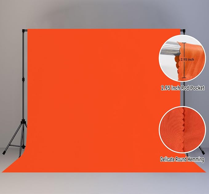 Orange Photography Backdrop for Photoshoot, Fabric 10x10ft | Polyester Studio Photo Backgrounds, Non Reflective, Easy to Hang, for Portrait Shoot, Product, Party Decor, Video Creation - Image 2