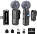 Wireless Lavalier Microphone for iPhone & Android, 2 Pack Mini Mic with USB-C/Lightning/USB-A Receiver, Plug & Play No Bluetooth, AI Noise Cancelling Lapel Mic for TikTok YouTube Vlog Podcast by PowerDeWise
