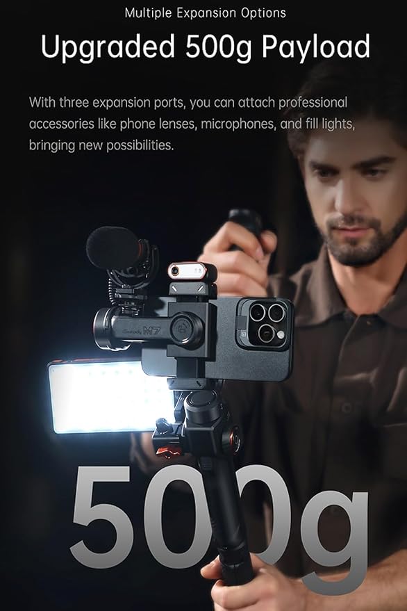 hohem iSteady M7 Gimbal Stabilizer for iPhone Android Smartphone,Phone Gimbal with AI Tracking,Fill Light,1.4" Detachable Touchscreen Remote,Phone Stabilizer for Video Recording,YouTube TikTok Travel - Image 6