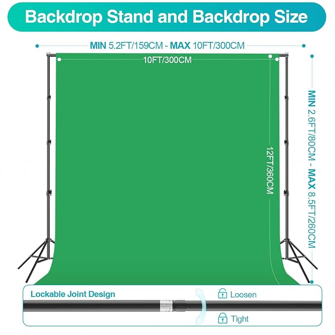 EMART 8.5 x 10 FT Photography Lighting Kit with 85W LED Bulbs for Portrait | 8.5x10FT Backdrop Stand 10x12FT Backdrop, 3000-6000K Bulb Softbox Lighting Kit Professional Studio Lights for Video Recording - Image 2