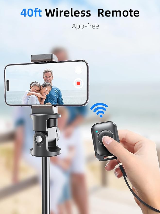 Kaiess 62" Phone Tripod & Selfie Stick, Extendable Photography Light Stand with Wireless Remote, Solidest, Portable, Lightweight, Compatible with iPhone/Android Phone - Image 6