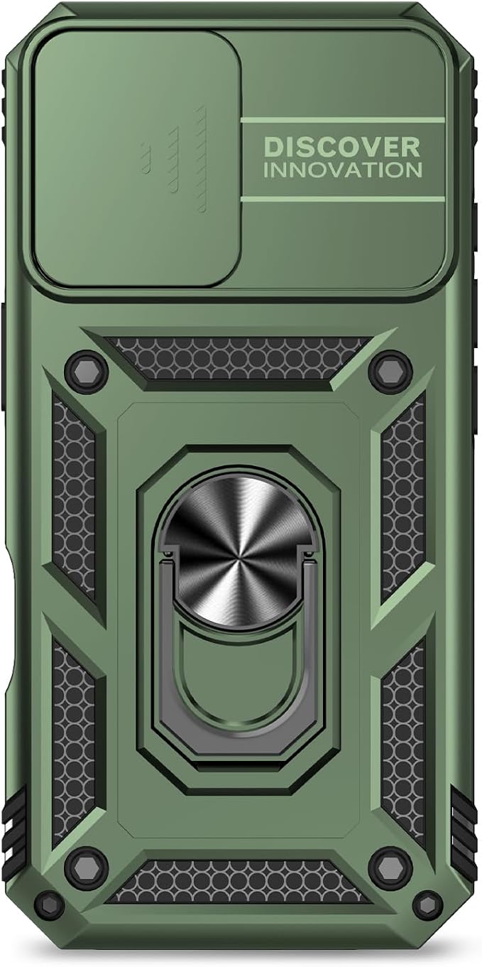 SunStory Phone Case for iPhone 17 Case with HD Screen Protector & Slide Camera Cover & Rotated Ring Kickstand, [Military-Grade] Phone Case for iPhone 17, Army Green - Image 9
