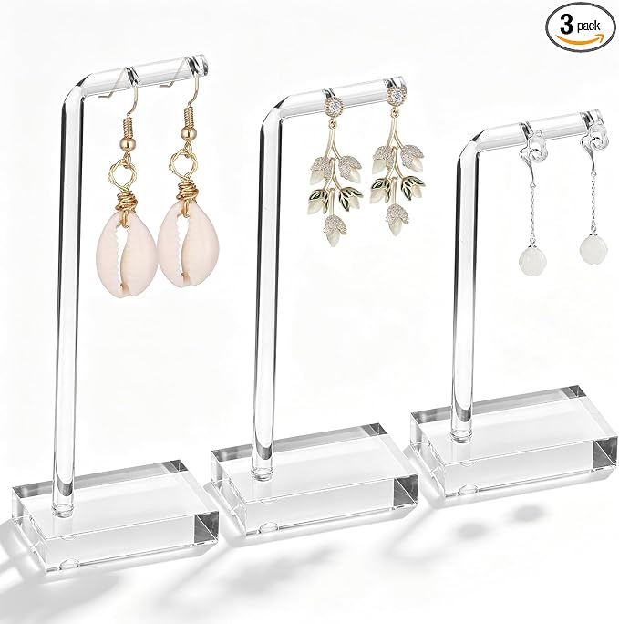 3 PCS Earring Display for Photos, Acrylic Earring Holder for Jewelry | Earring Holders for Selling, Earring Display for Vendors, Jewelry Earring Necklace Display by Unknown