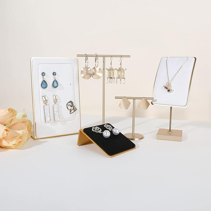 Black earring holders for selling, Velvet earring stands Jewelry display, metal gold studs board【Black】 - Image 7