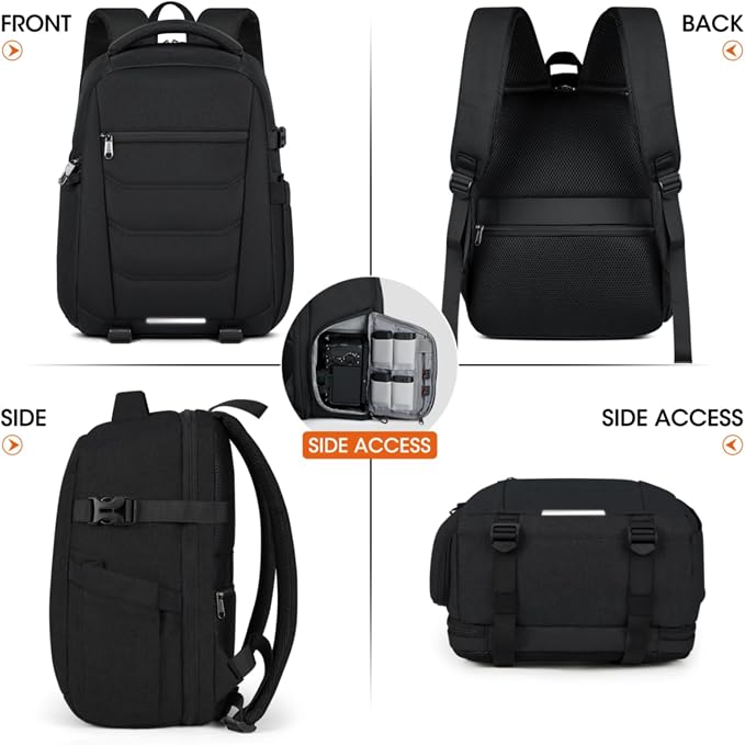 SDYSM Camera Bag Backpack Professional for DSLR SLR Mirrorless Camera Waterproof Laptop Back Pack 14 Inch with Rain Cover Anti Theft Travel Case Large Capacity Photography Backpack Black | 14 Inch Waterproof Camera Laptop Backpack with Rain Cover Anti ... - Image 8